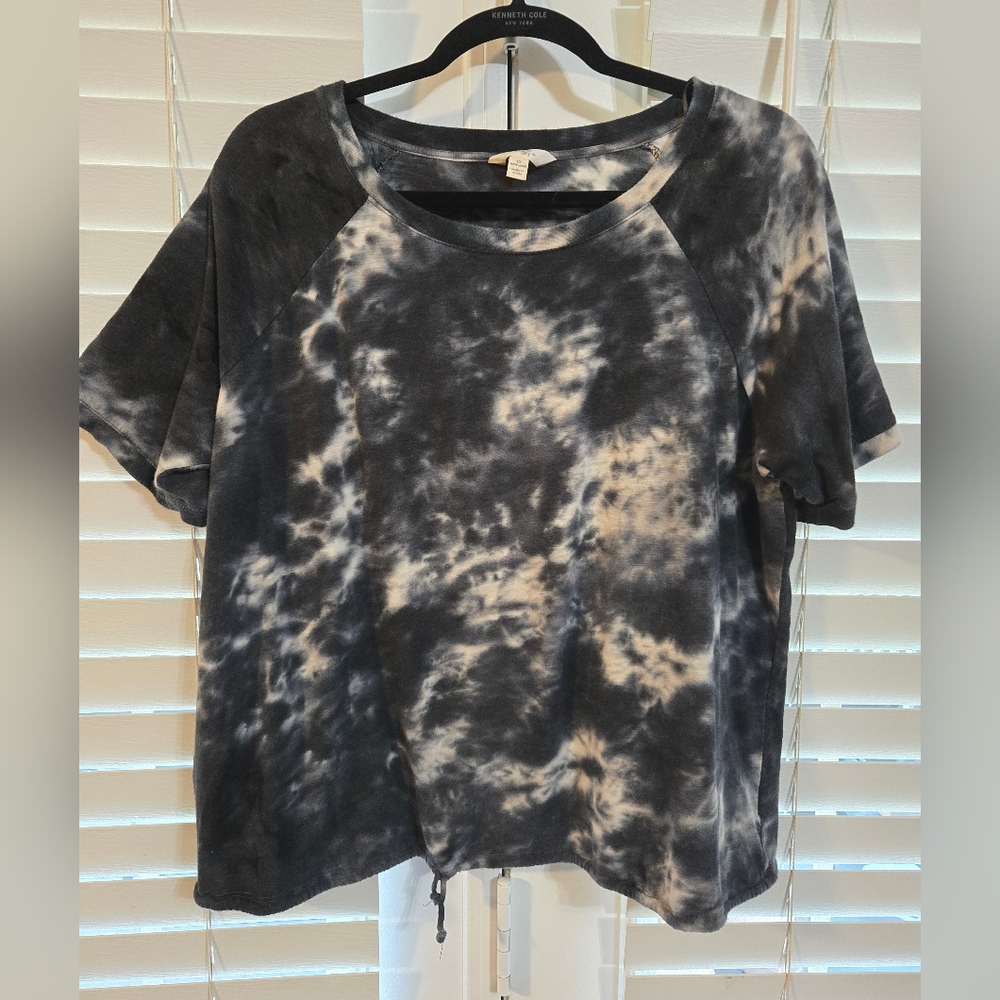 Terra & Sky Tie-Dye Top with Drawstring Waist Sz 1X 16-18